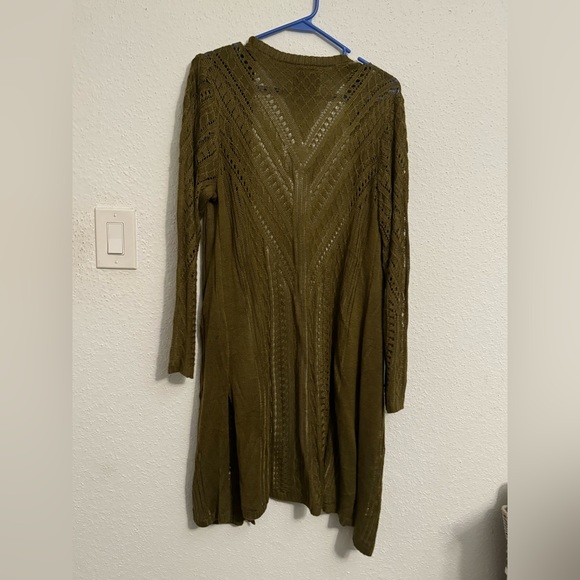 Olive green lace cardigan medium length - Picture 3 of 3